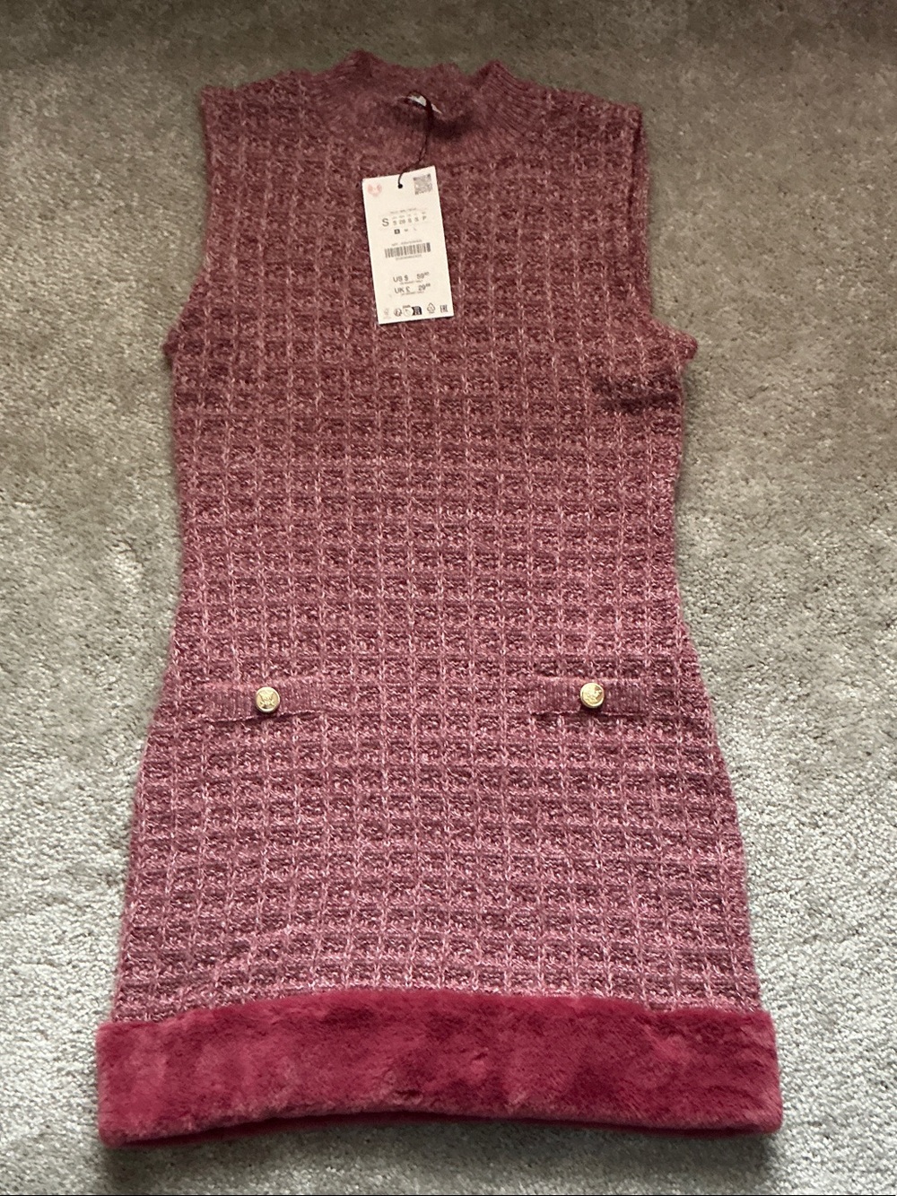 Zara Sleeveless Tweed Mini Dress in Dusty Rose